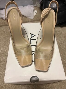 Aldo Nude Clear Slingback Heels